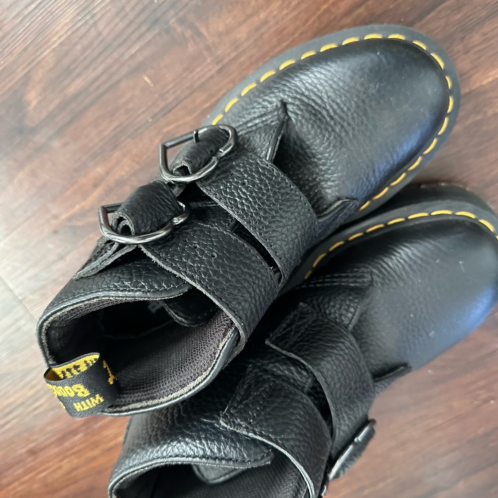 Dr. Martens Black Leather Boots with Heart Buckles - Picture 5 of 5